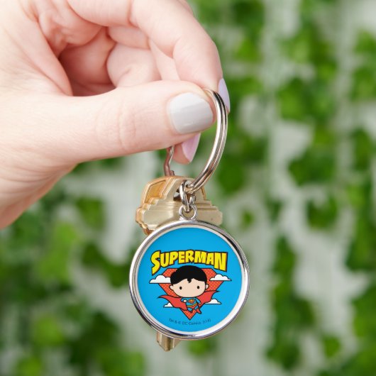 Chibi Superman Polka Dot Shield und Name Schlüsselanhänger (Hand)