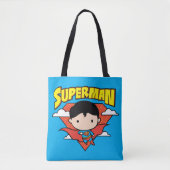 Chibi Superman Polka Dot Shield und Name Tasche (Vorderseite)