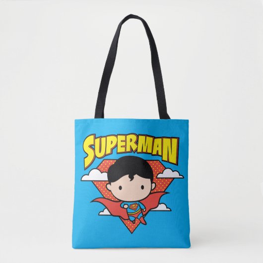 Chibi Superman Polka Dot Shield und Name Tasche (Vorderseite)