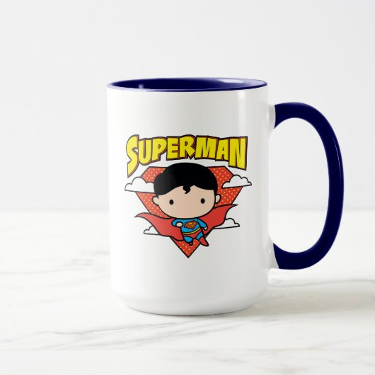 Chibi Superman Polka Dot Shield und Name Tasse (Rechts)