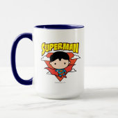 Chibi Superman Polka Dot Shield und Name Tasse (Links)
