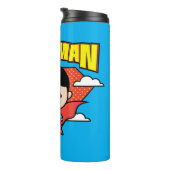 Chibi Superman Polka Dot Shield und Name Thermosbecher (Nach rechts gedreht)