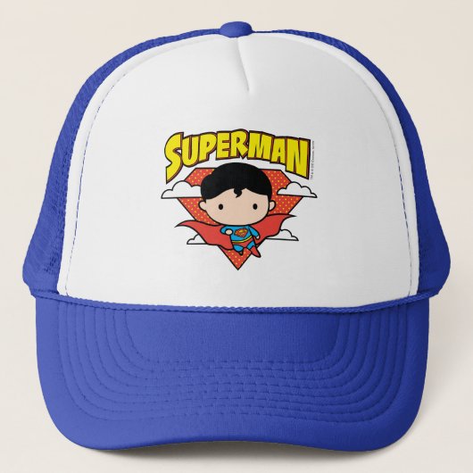 Chibi Superman Polka Dot Shield und Name Truckerkappe (Vorderseite)