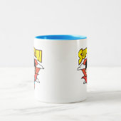 Chibi Superman Polka Dot Shield und Name Zweifarbige Tasse (Mittel)