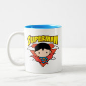 Chibi Superman Polka Dot Shield und Name Zweifarbige Tasse (Links)