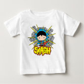 Chibi Superman schleicht durch eine Ziegelmauer Baby T-shirt (Vorderseite)