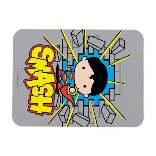 Chibi Superman schleicht durch eine Ziegelmauer Magnet (Horizontal)