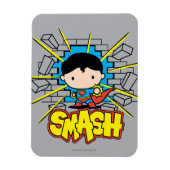 Chibi Superman schleicht durch eine Ziegelmauer Magnet (Vertikal)