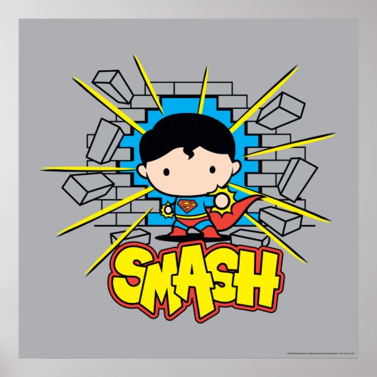 Chibi Superman schleicht durch eine Ziegelmauer Poster (Vorne)