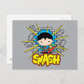 Chibi Superman schleicht durch eine Ziegelmauer Postkarte (Vorne/Hinten)