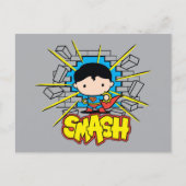 Chibi Superman schleicht durch eine Ziegelmauer Postkarte (Vorderseite)