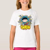 Chibi Superman schleicht durch eine Ziegelmauer T-Shirt (Vorderseite)