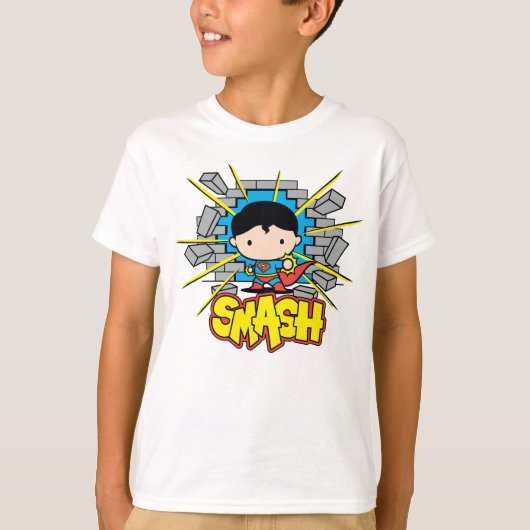 Chibi Superman schleicht durch eine Ziegelmauer T-Shirt (Vorderseite)