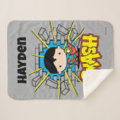 Chibi Superman Smashing Through Brick Wall Sherpadecke (Vorderseite (Horizontal))