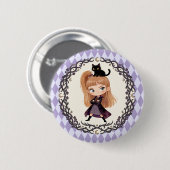 Chibi Süße Hexe Eins und schwarze Katze Wasserfarb Button (Vorne & Hinten)