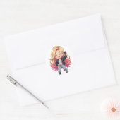 Chibi Süße Runder Aufkleber (Umschlag)