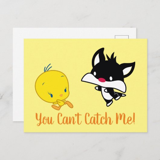 Chibi SYLVESTER™ Chasing TWEETY™ Postkarte (Vorne/Hinten)