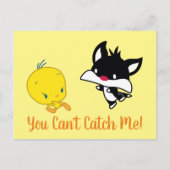 Chibi SYLVESTER™ Chasing TWEETY™ Postkarte (Vorderseite)