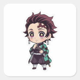 "Chibi Tanjiro Kamado Anime Sticker" Quadratischer Aufkleber
