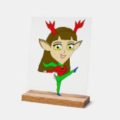 Chibi tanzend Rentiermädchen Acrylschild (Winkel)
