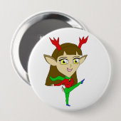 Chibi tanzend Rentiermädchen Button (Vorne & Hinten)