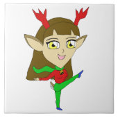 Chibi tanzend Rentiermädchen Fliese (Vorderseite)