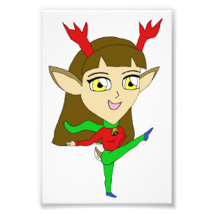 Chibi tanzend Rentiermädchen Fotodruck