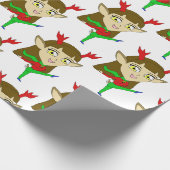Chibi tanzend Rentiermädchen Geschenkpapier (Ecke)