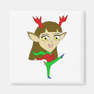 Chibi tanzend Rentiermädchen Magnet