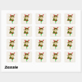 Chibi tanzend Rentiermädchen Quadratischer Aufkleber (Blatt)