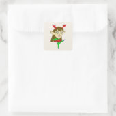 Chibi tanzend Rentiermädchen Quadratischer Aufkleber (Tasche)