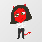 Chibi-Teufel Fensteraufkleber (Blatt)