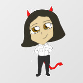 Chibi-Teufel Fensteraufkleber (Blatt)
