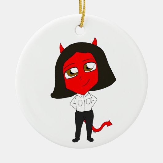 Chibi-Teufel Keramik Ornament (Vorne)