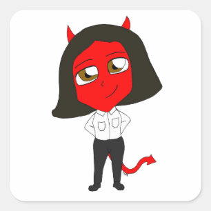 Chibi-Teufel Quadratischer Aufkleber