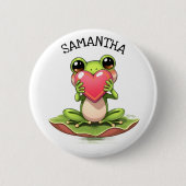 Chibi Toad in Pink and Green Personalized Button (Vorderseite)