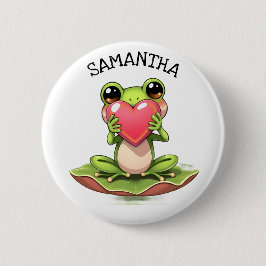 Chibi Toad in Pink and Green Personalized Button
