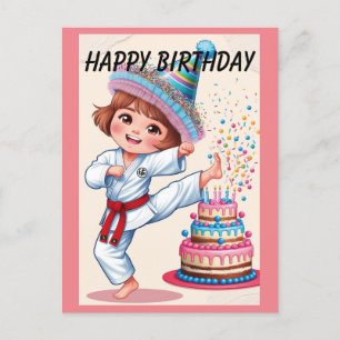 Chibi tritt Geburtstagskuchen Postkarte