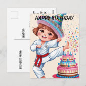 Chibi tritt Geburtstagskuchen Postkarte (Vorne/Hinten)