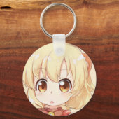 Chibi überraschte blond Mädchen bernsteinfarbene A Schlüsselanhänger (Vorderseite)