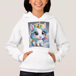 chibi, unicornio blanco de ojos claros hoodie