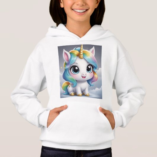 chibi, unicornio blanco de ojos claros hoodie (Vorderseite)