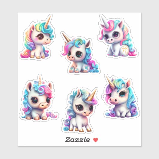 Chibi Unicorns Aufkleber (Blatt)