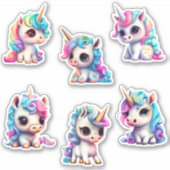 Chibi Unicorns Aufkleber (Vorderseite)