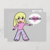 Chibi Valentine Feiertagspostkarte (Vorne/Hinten)