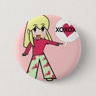 Chibi Valentine Hearts Button