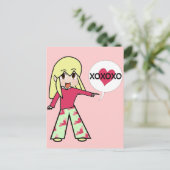 Chibi Valentine Hearts Feiertagspostkarte (Stehend Vorderseite)