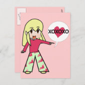 Chibi Valentine Hearts Feiertagspostkarte (Vorne/Hinten)