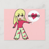 Chibi Valentine Hearts Feiertagspostkarte (Vorderseite)
