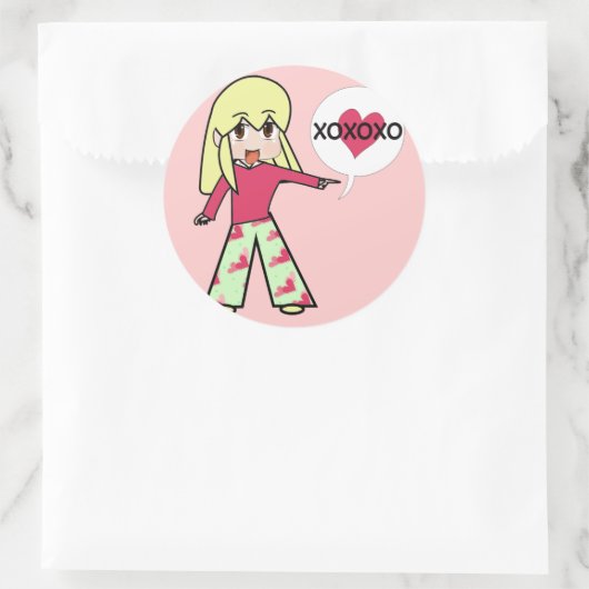 Chibi Valentine Hearts Runder Aufkleber (Tasche)